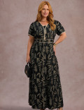Vestido Longo Estampado Preto