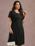 Vestido Midi Risca De Giz Preto
