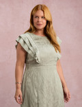 Vestido Midi Com Babados Verde 