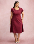 Vestido Midi Com Detalhe Cordinha Vinho 