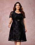Vestido Midi Decote Princesa Preto
