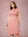Vestido Midi Encorpado Com Fivela Rosé