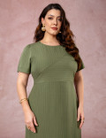 Vestido Longuete Risca De Giz Musgo