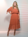 Vestido Chiffon Poá Laranja