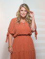 Vestido Chiffon Poá Laranja