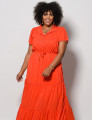 Vestido Longo Chiffon Liso Laranja