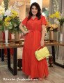 Vestido Longo Chiffon Liso Laranja