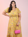 Vestido Longo Crepe Amarelo