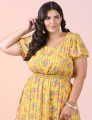 Vestido Longo Crepe Amarelo