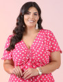 Vestido Poá Crepe Rosa 