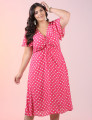 Vestido Poá Crepe Rosa 
