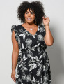 Vestido Longo Crepe estampado Preto