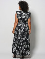 Vestido Longo Crepe estampado Preto
