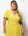 Vestido Longo Poliviscosse Liso Amarelo