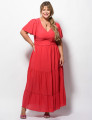 Vestido Longo Poliviscosse Liso Vermelho