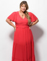 Vestido Longo Poliviscosse Liso Vermelho