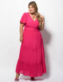 Vestido Longo Poliviscosse Liso Pink
