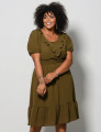 Vestido Curto Crepe Liso Musgo