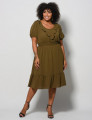 Vestido Curto Crepe Liso Musgo