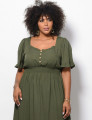 Vestido Midi Viscose Liso Musgo