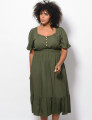 Vestido Midi Viscose Liso Musgo