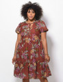 Vestido Curto Crepe Estampado Marrom 