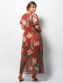 Vestido Longo Tule Estampado Telha 