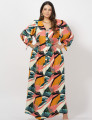 Vestido Longo Viscose Botões Frontal Salmão
