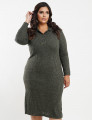 Vestido Midi Malha Canelado Com Lurex Musgo