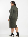 Vestido Midi Malha Canelado Com Lurex Musgo