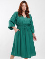 Vestido Midi Viscose Poliamida Pesponto Verde 