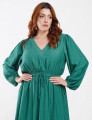 Vestido Midi Viscose Poliamida Pesponto Verde 