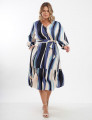Vestido Midi Viscose Cinto Faixa Azul