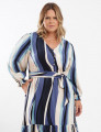 Vestido Midi Viscose Cinto Faixa Azul