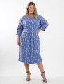Vestido Curto Crepe Textura Poá Azul