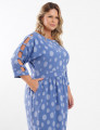 Vestido Curto Crepe Textura Poá Azul