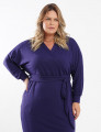 Vestido Curto Malha Tricô Liso Marinho 
