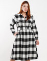 Vestido Midi Flanelado Com Zíper Metal Preto