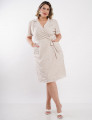 Vestido Curto Com Lurex Listrado Bege