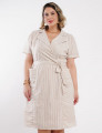 Vestido Curto Com Lurex Listrado Bege