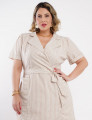 Vestido Curto Com Lurex Listrado Bege