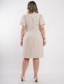 Vestido Curto Com Lurex Listrado Bege