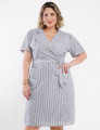 Vestido Curto Com Lurex Listrado Marinho
