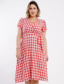 Vestido Midi Limem Xadrez Com Faixa Vermelho
