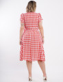 Vestido Midi Limem Xadrez Com Faixa Vermelho