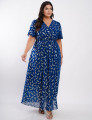 Vestido Longo Chiffon Com Foil Dropeado Marinho