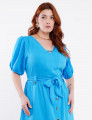 Vestido Curto Crepe Com Botão Azul