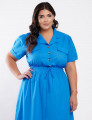 Vestido Curto Cambraia Cintura Com Elástico Azul