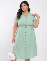 Vestido Midi Listrado Chemise Com Cinto Verde