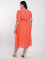 Vestido Midi Poliviscose Com Botão Metal Laranja